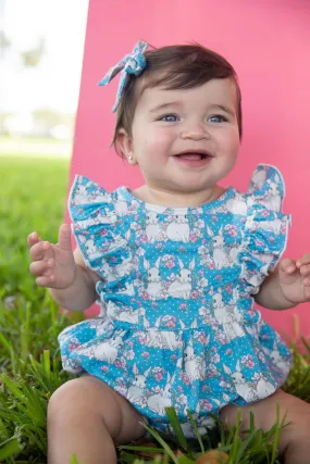 BEG Bunny Printed Blue Floral Romper