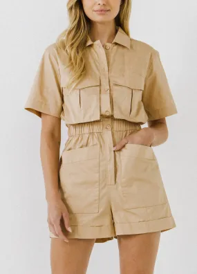 Beige Utility Romper