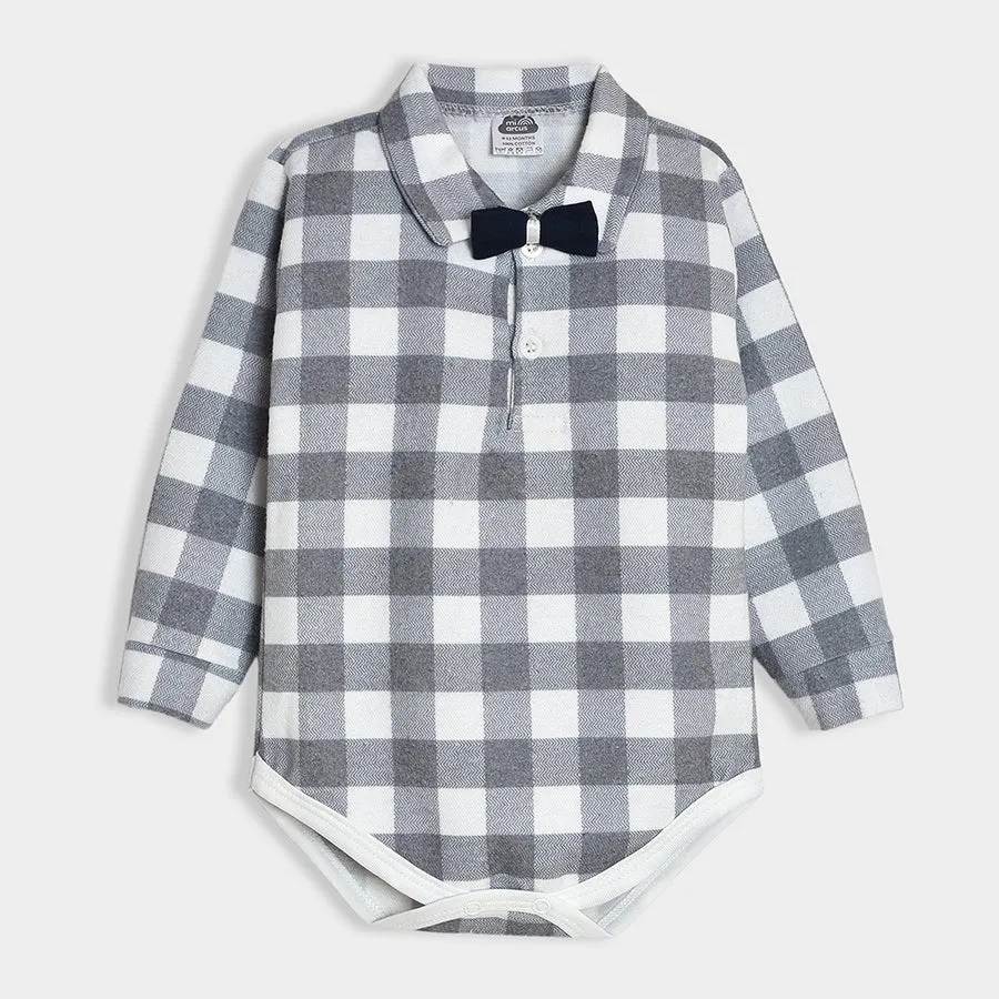 Bloom Woven Blue Check Shirt Style Romper and Trouser