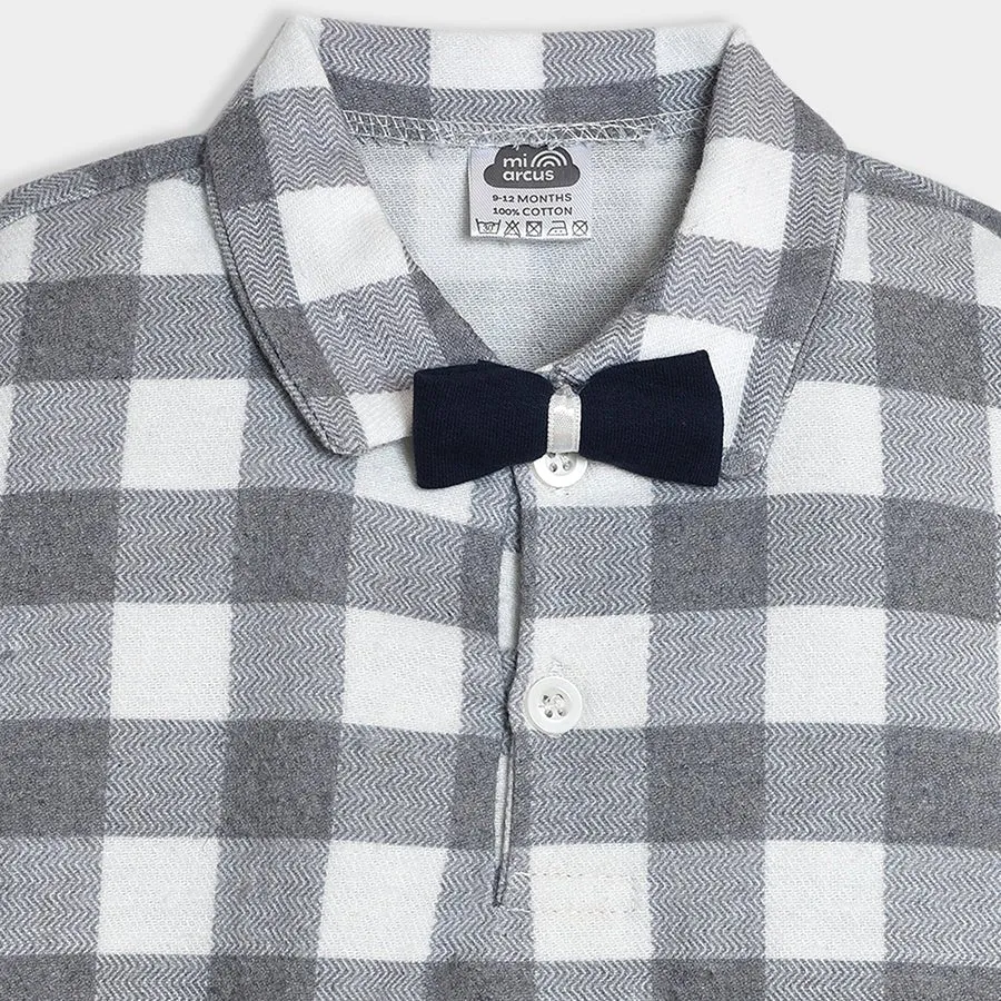 Bloom Woven Blue Check Shirt Style Romper and Trouser