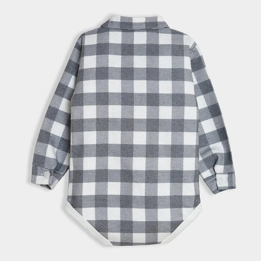 Bloom Woven Blue Check Shirt Style Romper and Trouser