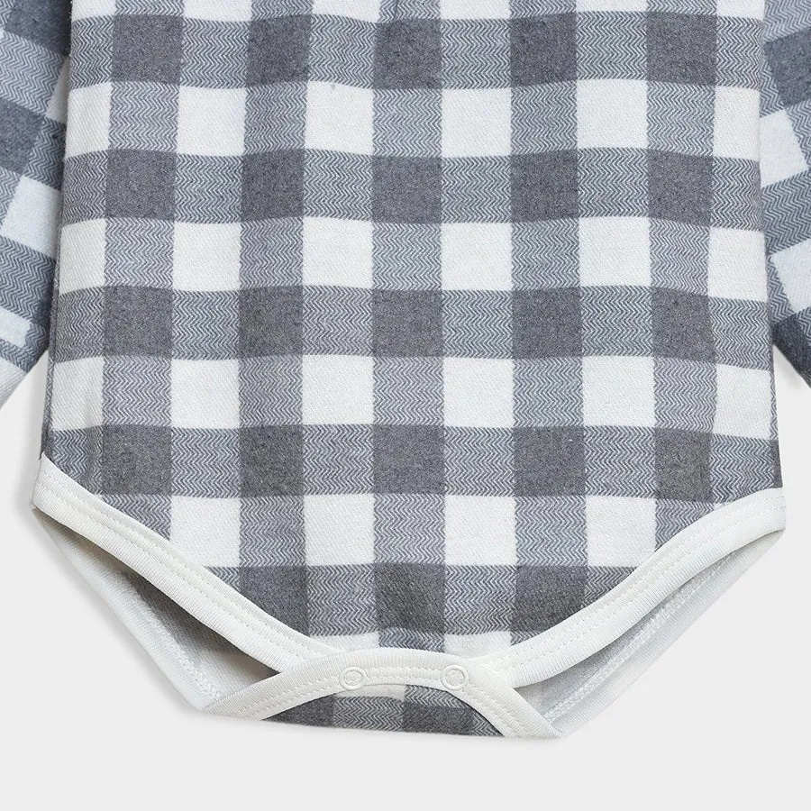 Bloom Woven Blue Check Shirt Style Romper and Trouser
