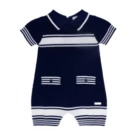 blues baby - Navy white knitted romper BB0263