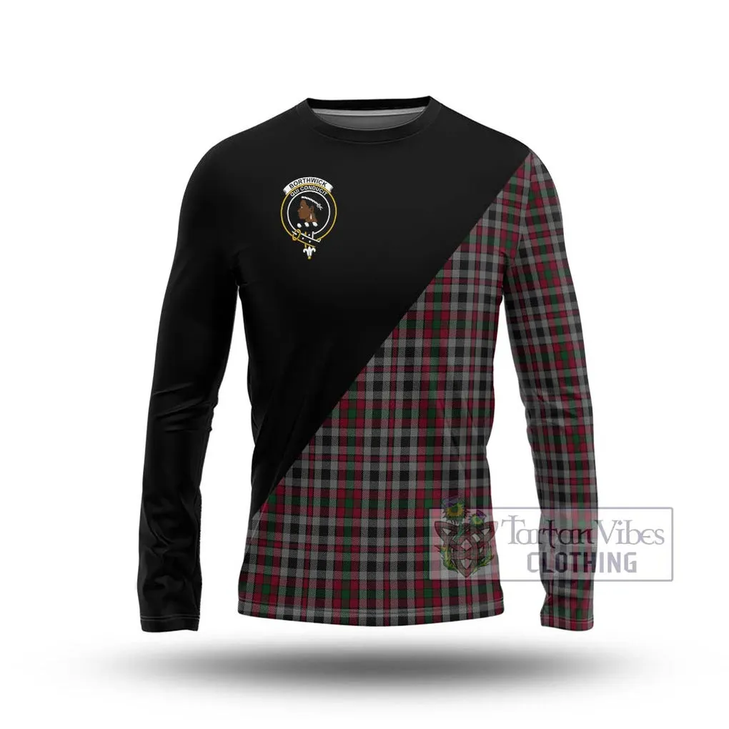 Borthwick Tartan Long Sleeve T-Shirt with Family Crest and Military Logo Style