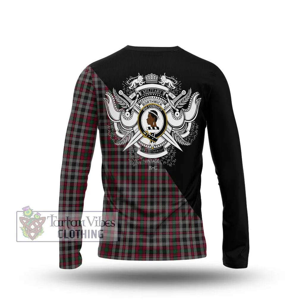 Borthwick Tartan Long Sleeve T-Shirt with Family Crest and Military Logo Style