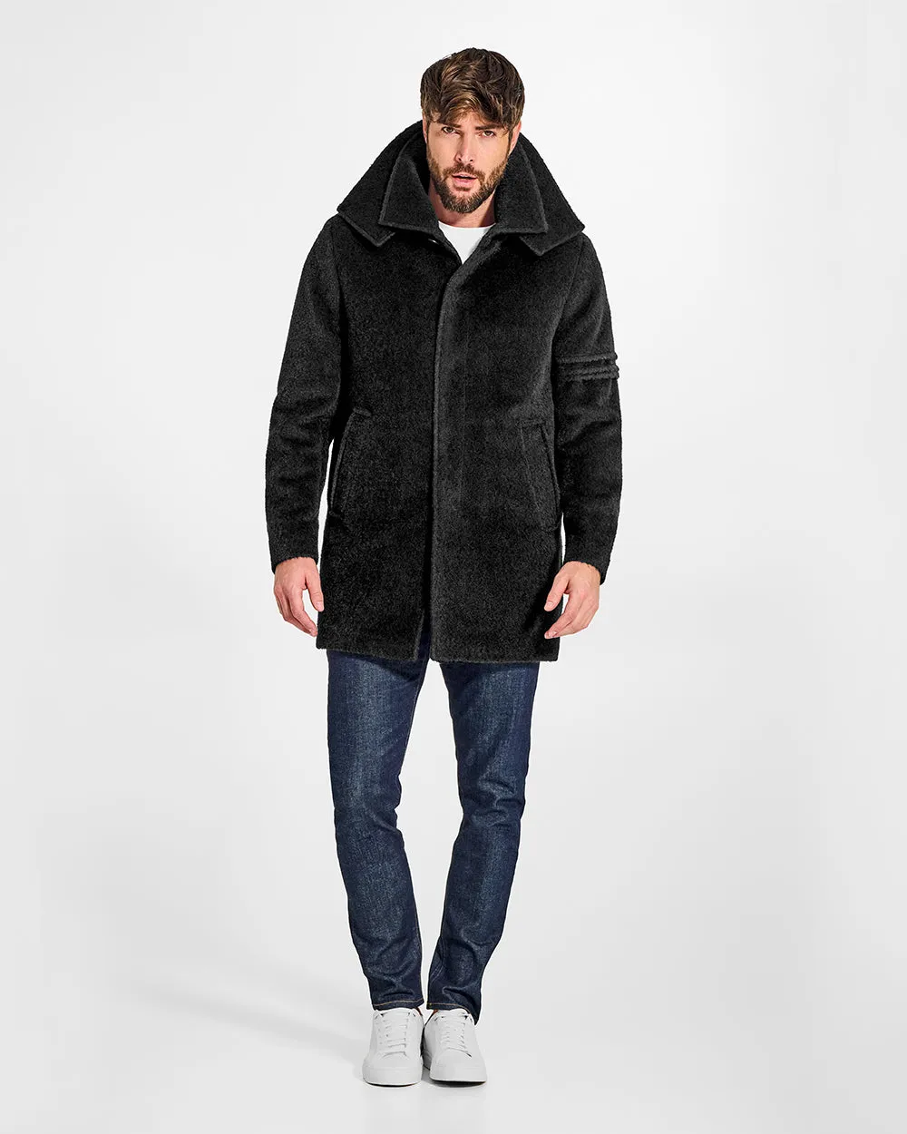 Bouclé Alpaca Double Collar Topcoat