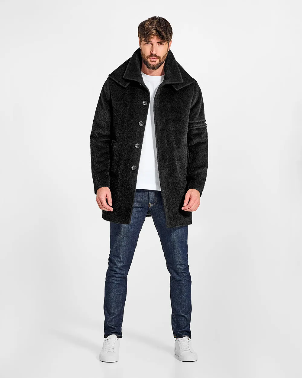 Bouclé Alpaca Double Collar Topcoat