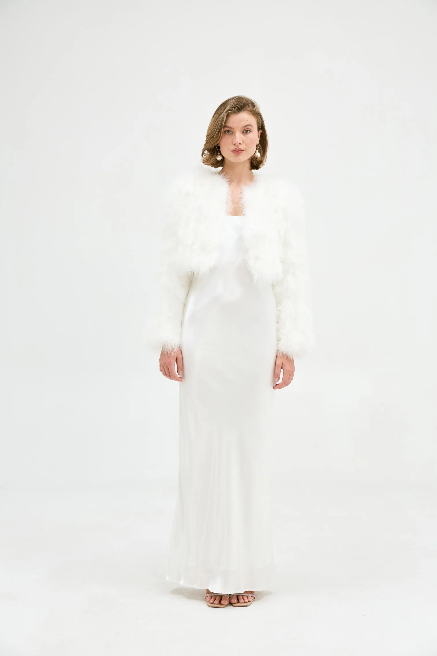 Bridal Manhattan Crop Jacket - White