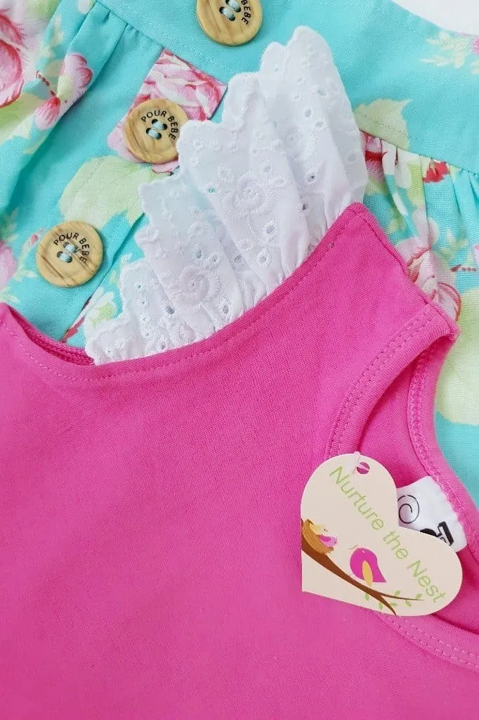 Broderie Anglaise Flutter Romper - Raspberry - 0000 to 2yrs