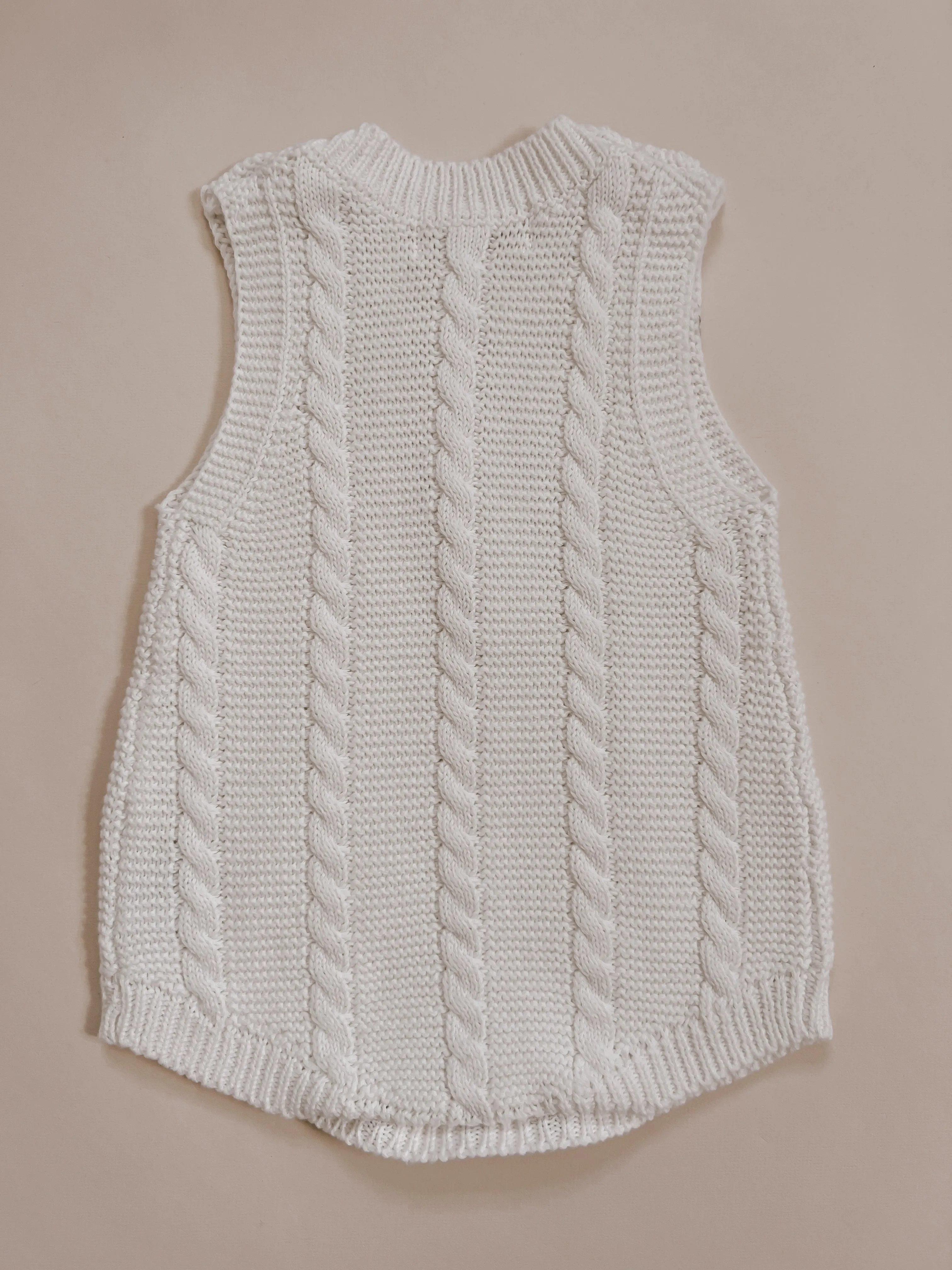 Cable Knit Summer Baby Romper - White
