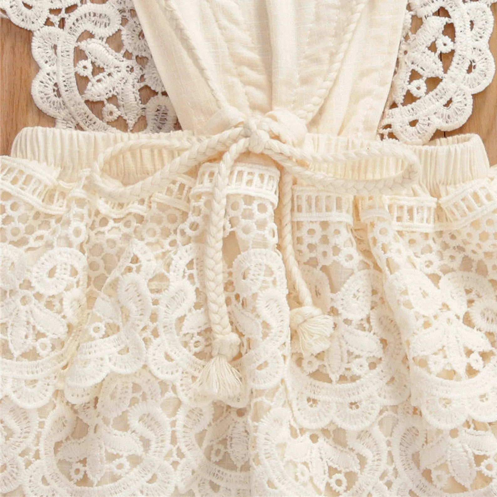 Cake Smash Outfit Girl - Boho Baby Romper, Lace Stockings and Floral Headband