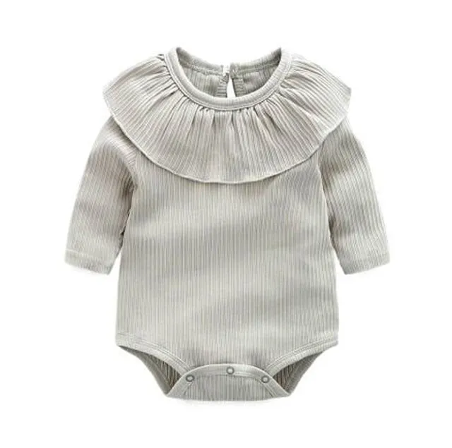 Callie - Girls Cotton Ribbed Ruffle Romper