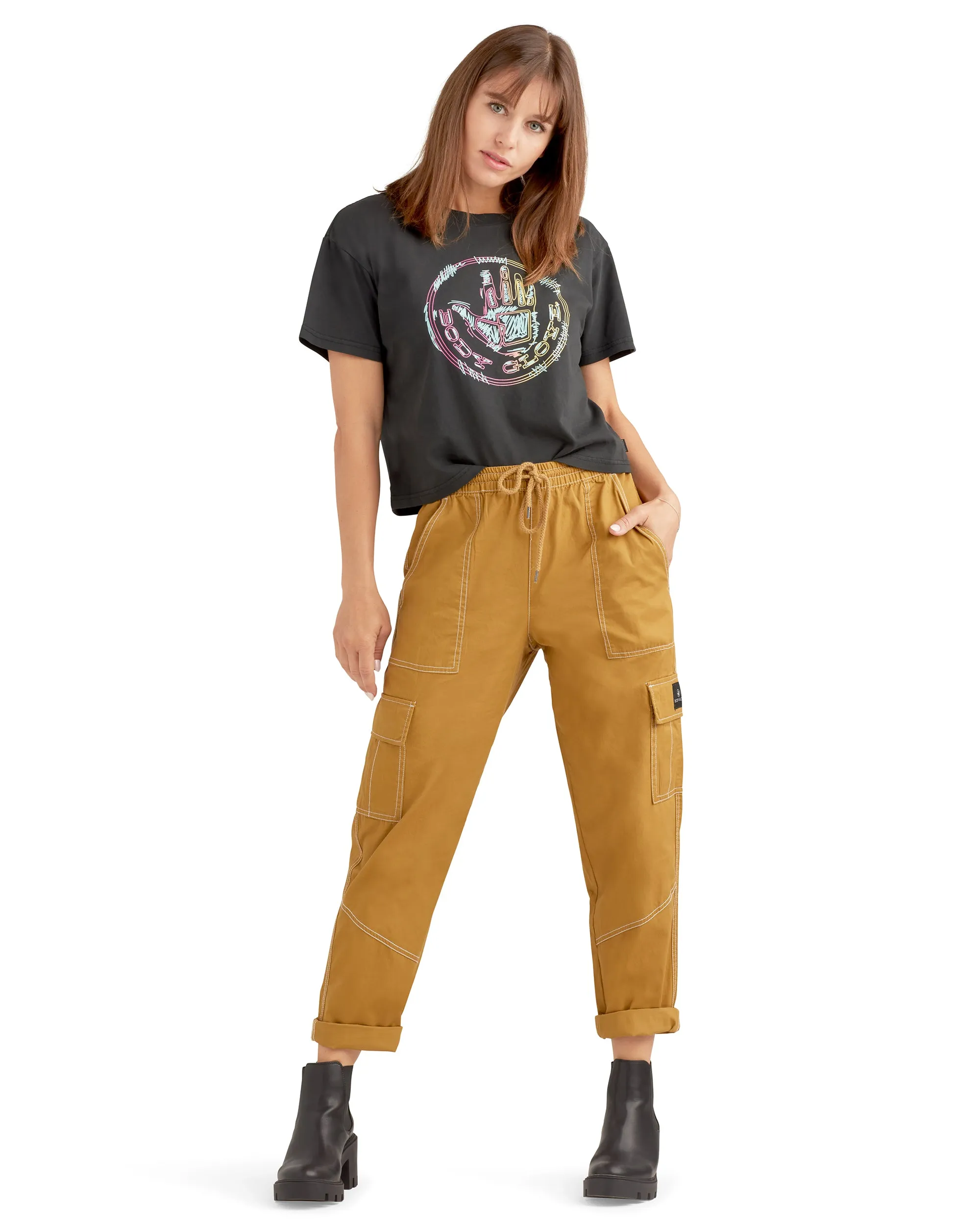 Cameila Mid-Rise Cargo Pants - Sand