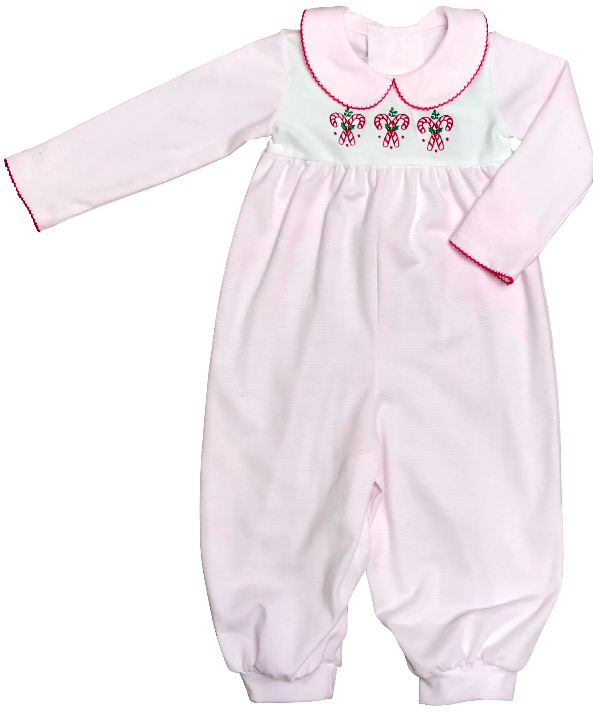 Candy Canes - Pima Cotton Girl's Long Romper