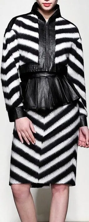 Chevron Crop Jacket and Peplum Skirt Set