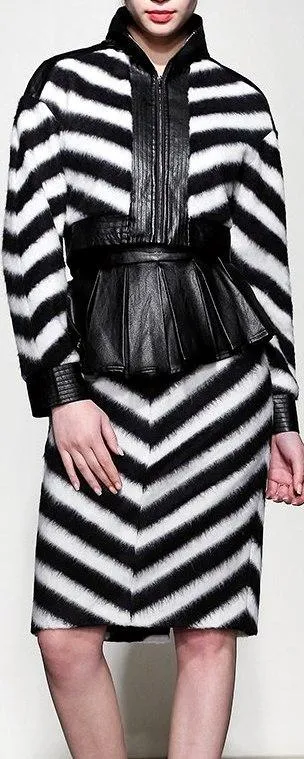 Chevron Crop Jacket and Peplum Skirt Set