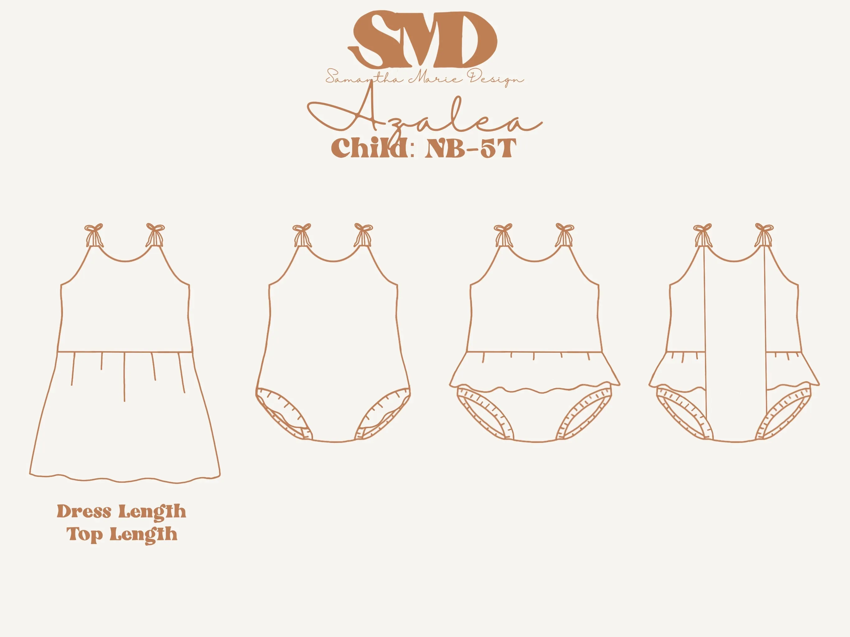 Child Azalea Romper and Dress Digital Sewing Pattern Sizes NB-5T