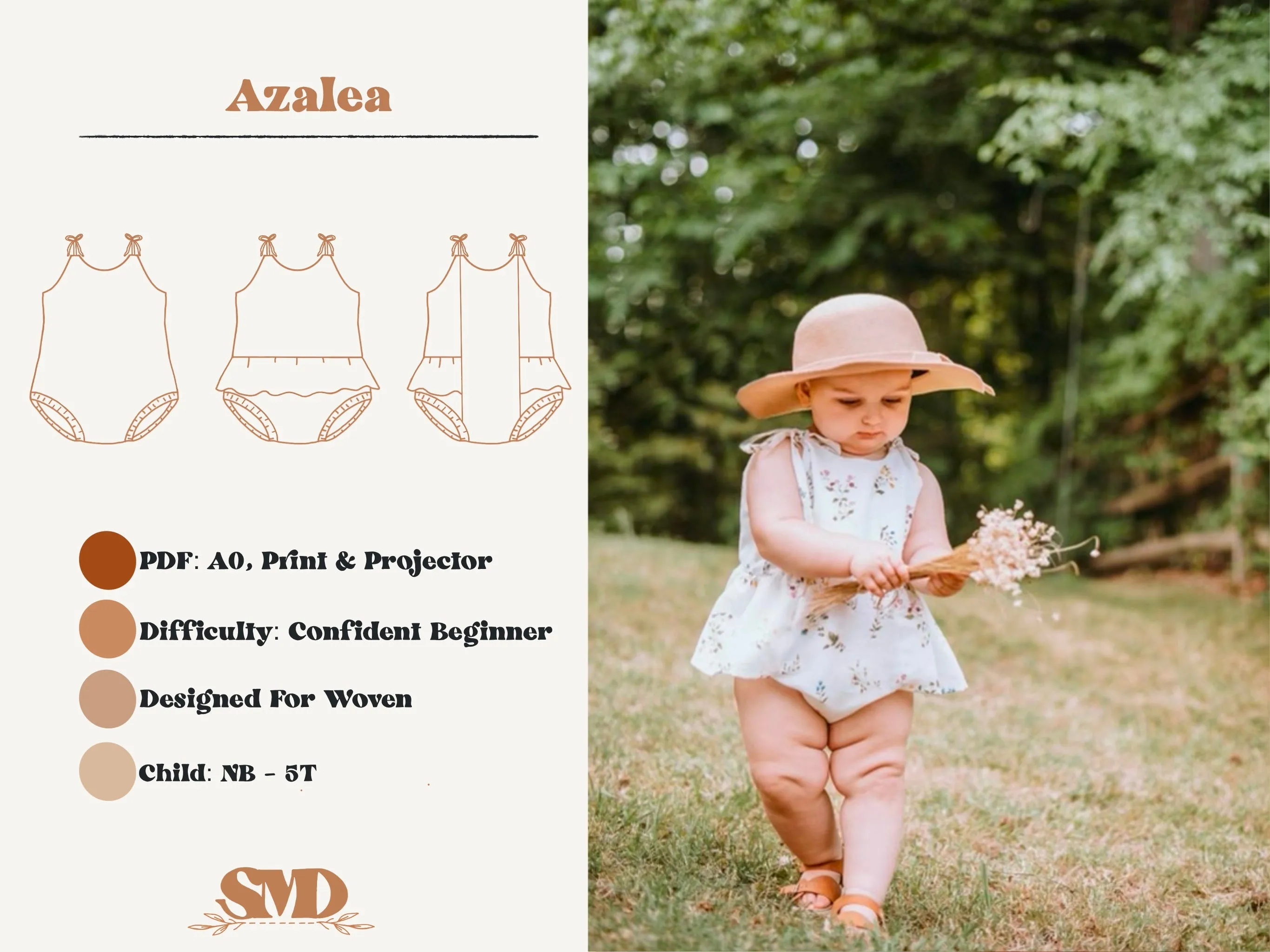 Child Azalea Romper and Dress Digital Sewing Pattern Sizes NB-5T