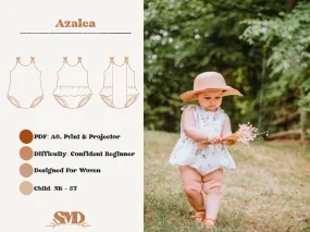 Child Azalea Romper and Dress Digital Sewing Pattern Sizes NB-5T