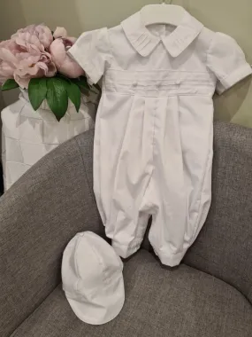 Christening - Leo White Cotton Romper