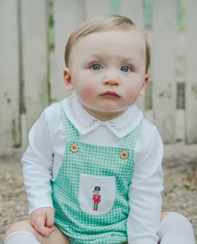 Christmas Nutcracker White long sleeve green romper boy set