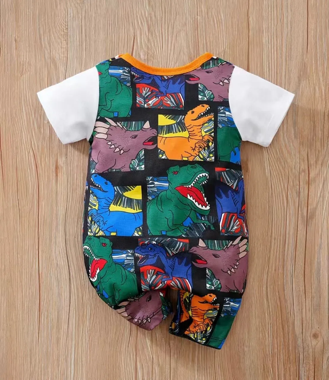 Comic Dinosaur short sleeve Romper