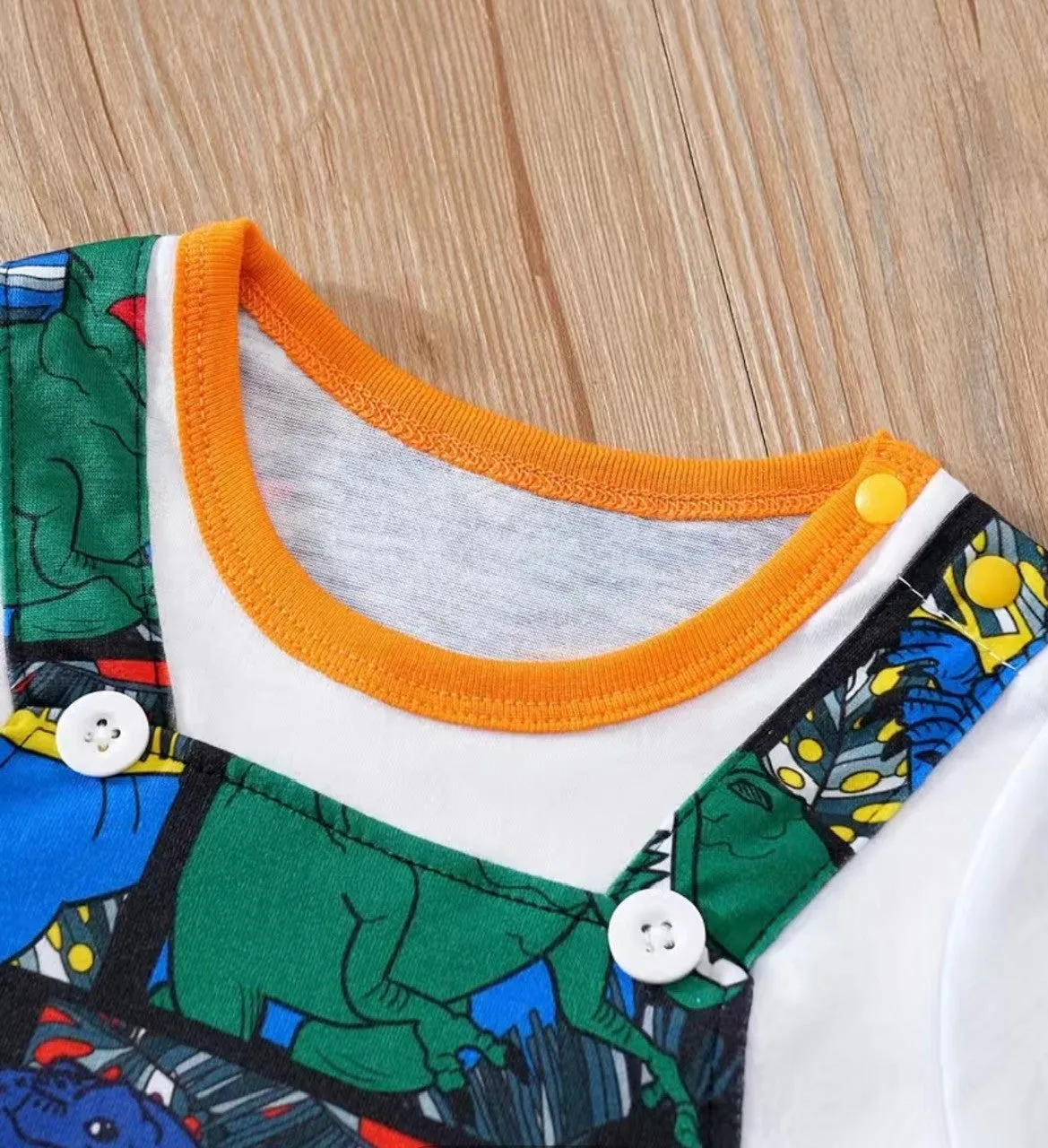 Comic Dinosaur short sleeve Romper