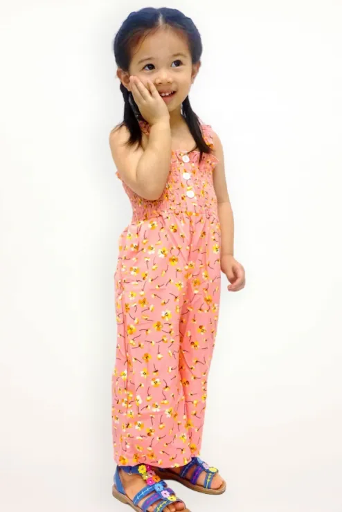 Coral Floral Romper