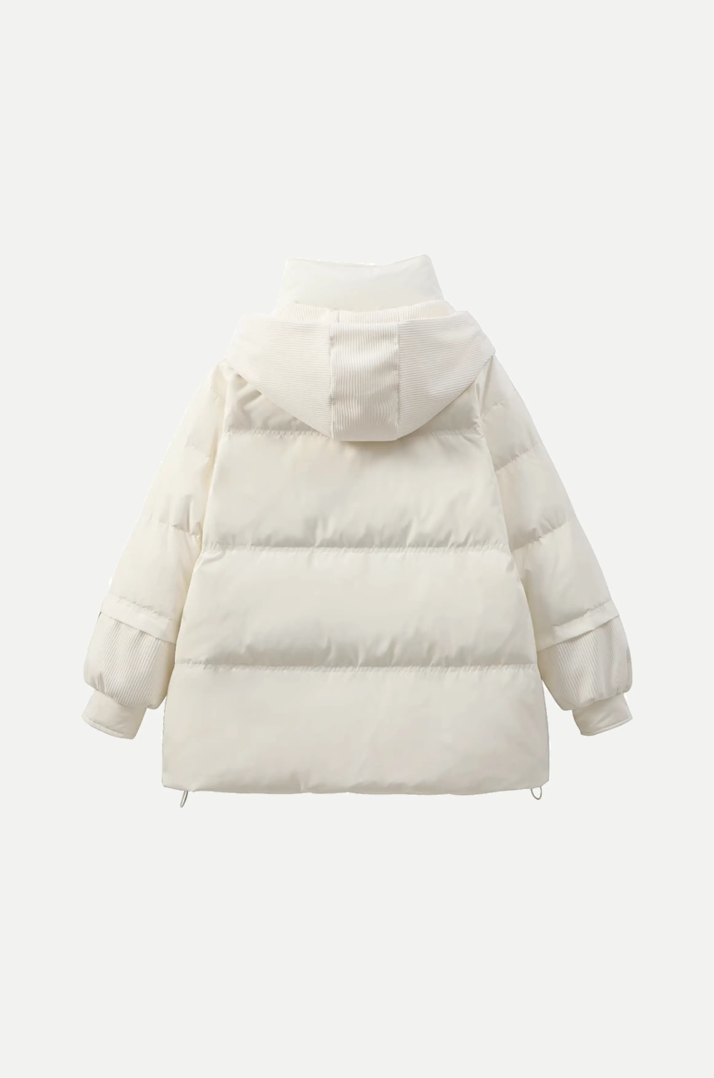 Corduroy Cap Stitching Puff Duck Down Coat