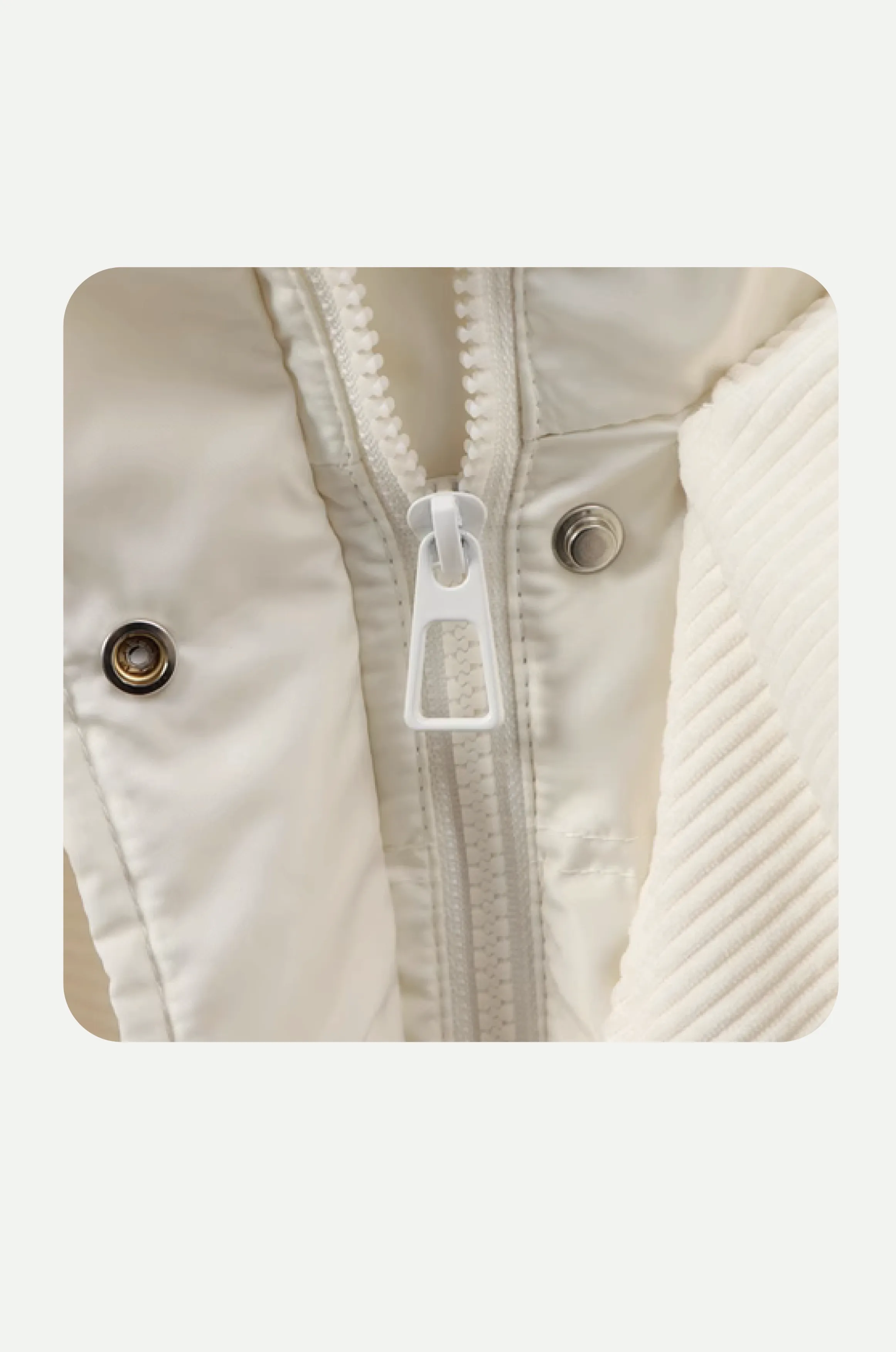 Corduroy Cap Stitching Puff Duck Down Coat