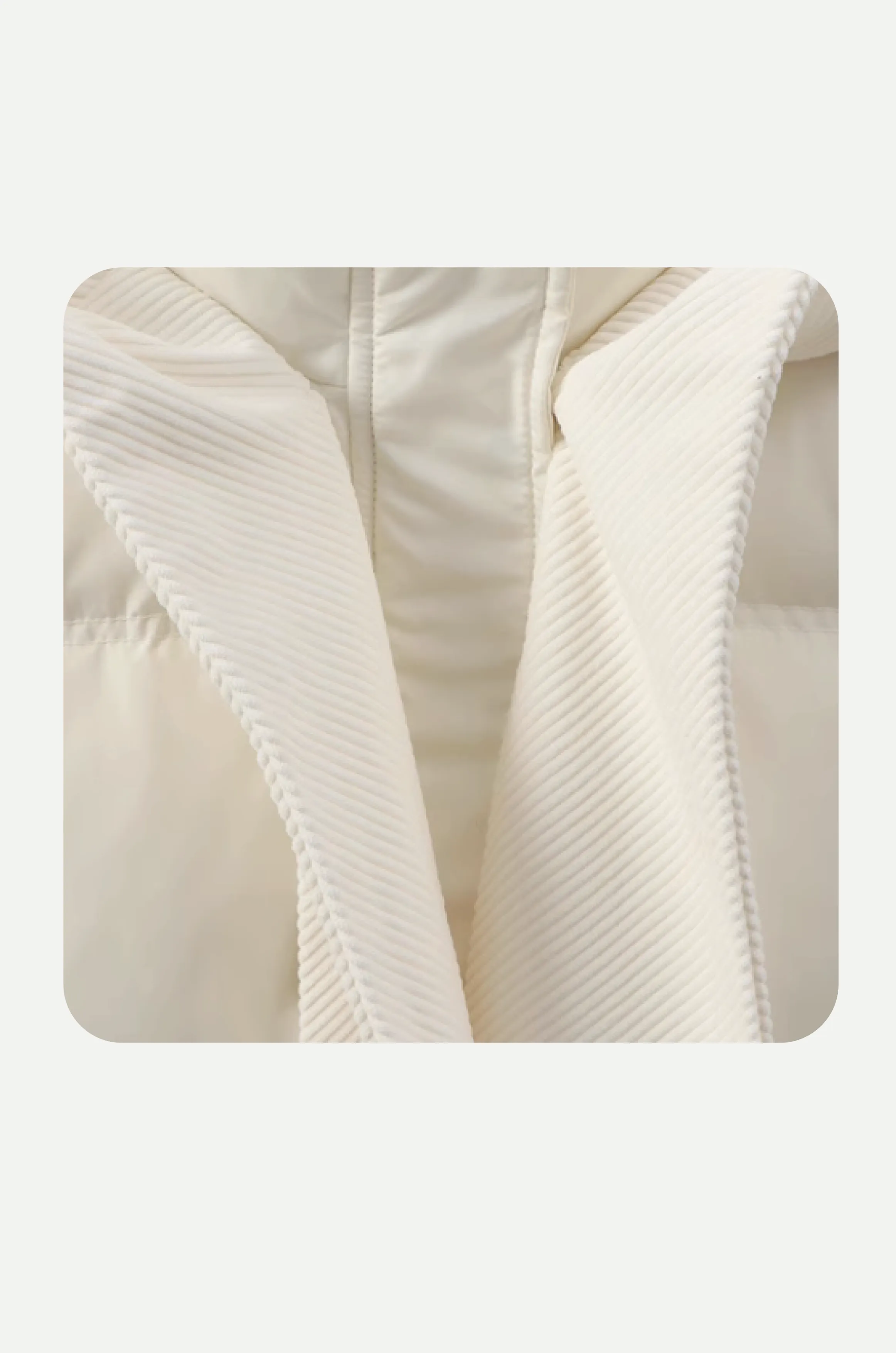 Corduroy Cap Stitching Puff Duck Down Coat
