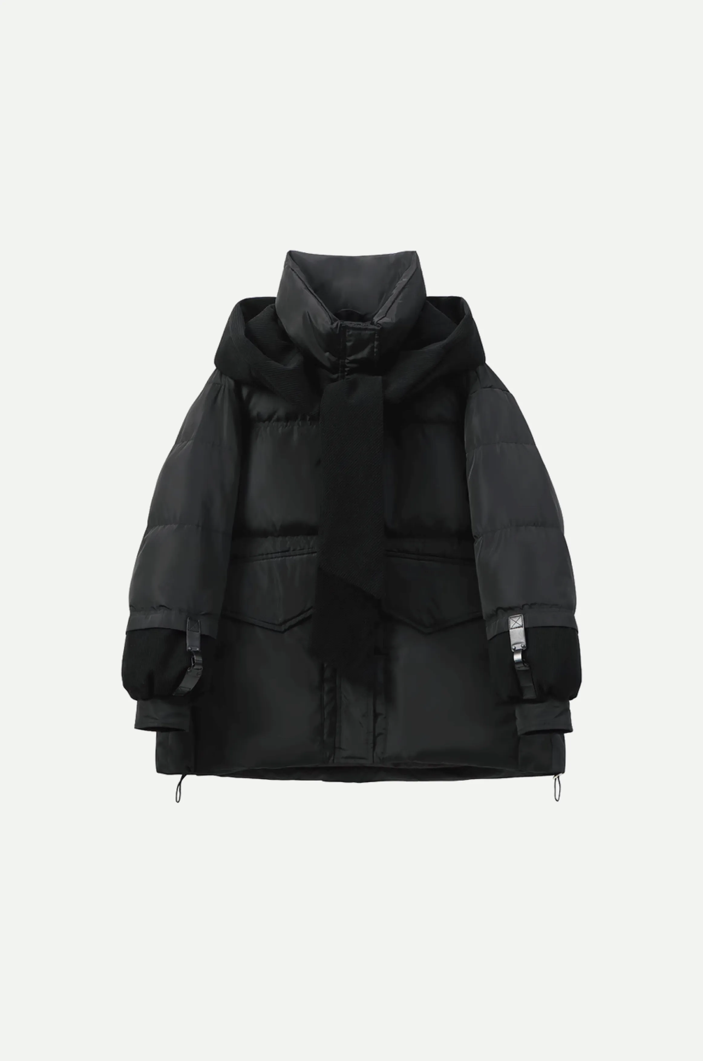 Corduroy Cap Stitching Puff Duck Down Coat