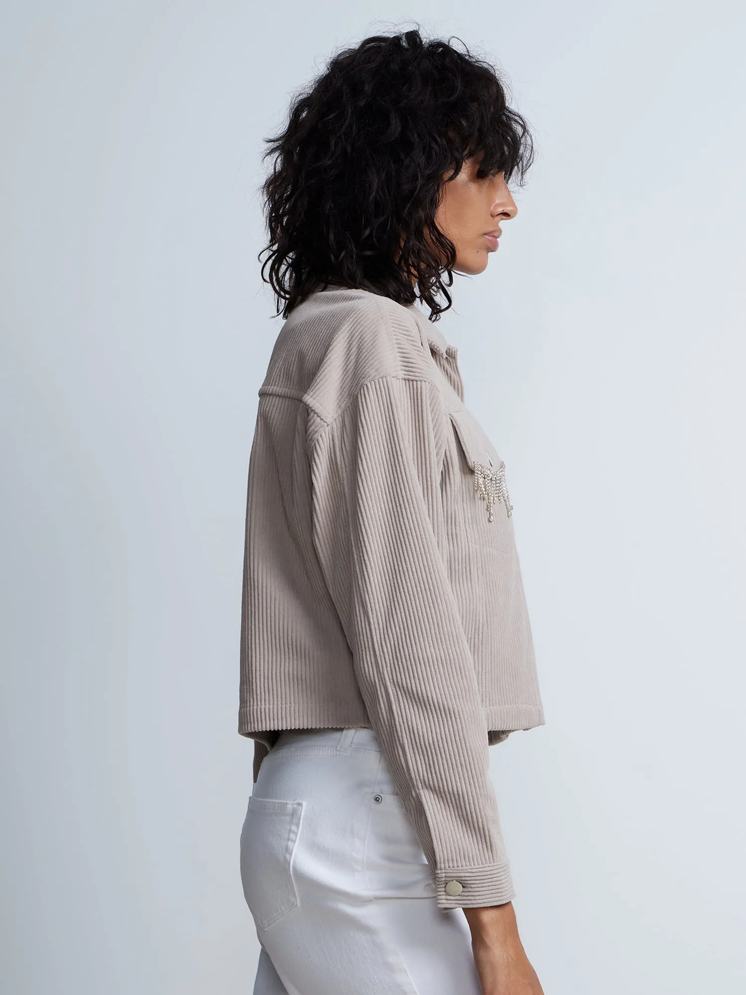 Corduroy Shell Cropped Jacket