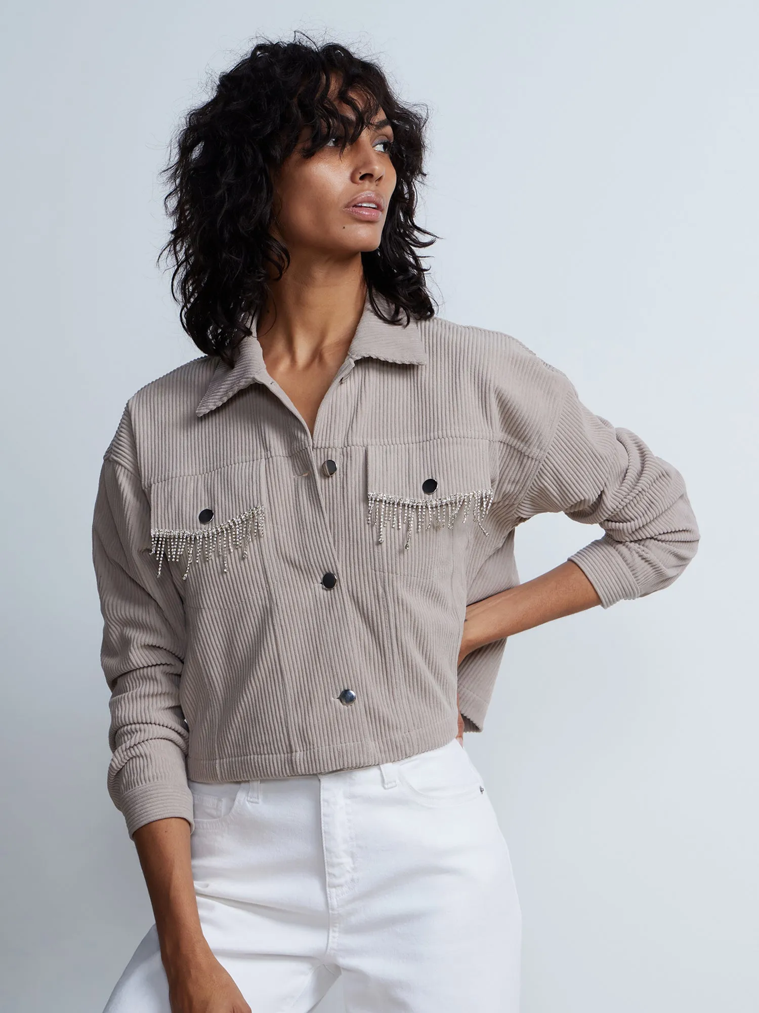 Corduroy Shell Cropped Jacket
