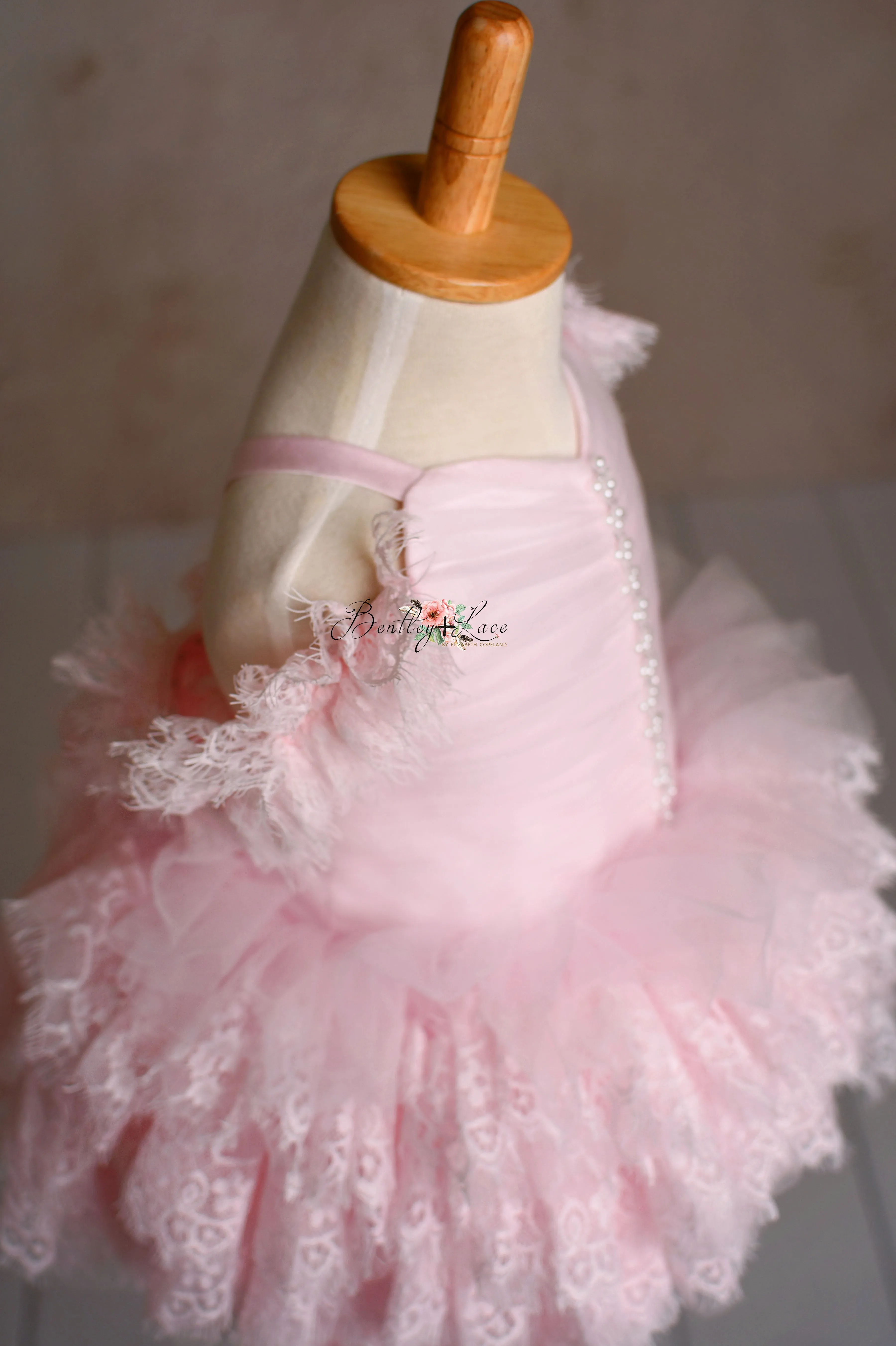 Couture Rental Baby Gown "Alyssa" -  Pink Petal Length Dress  - ( 24 month - 3 Year)
