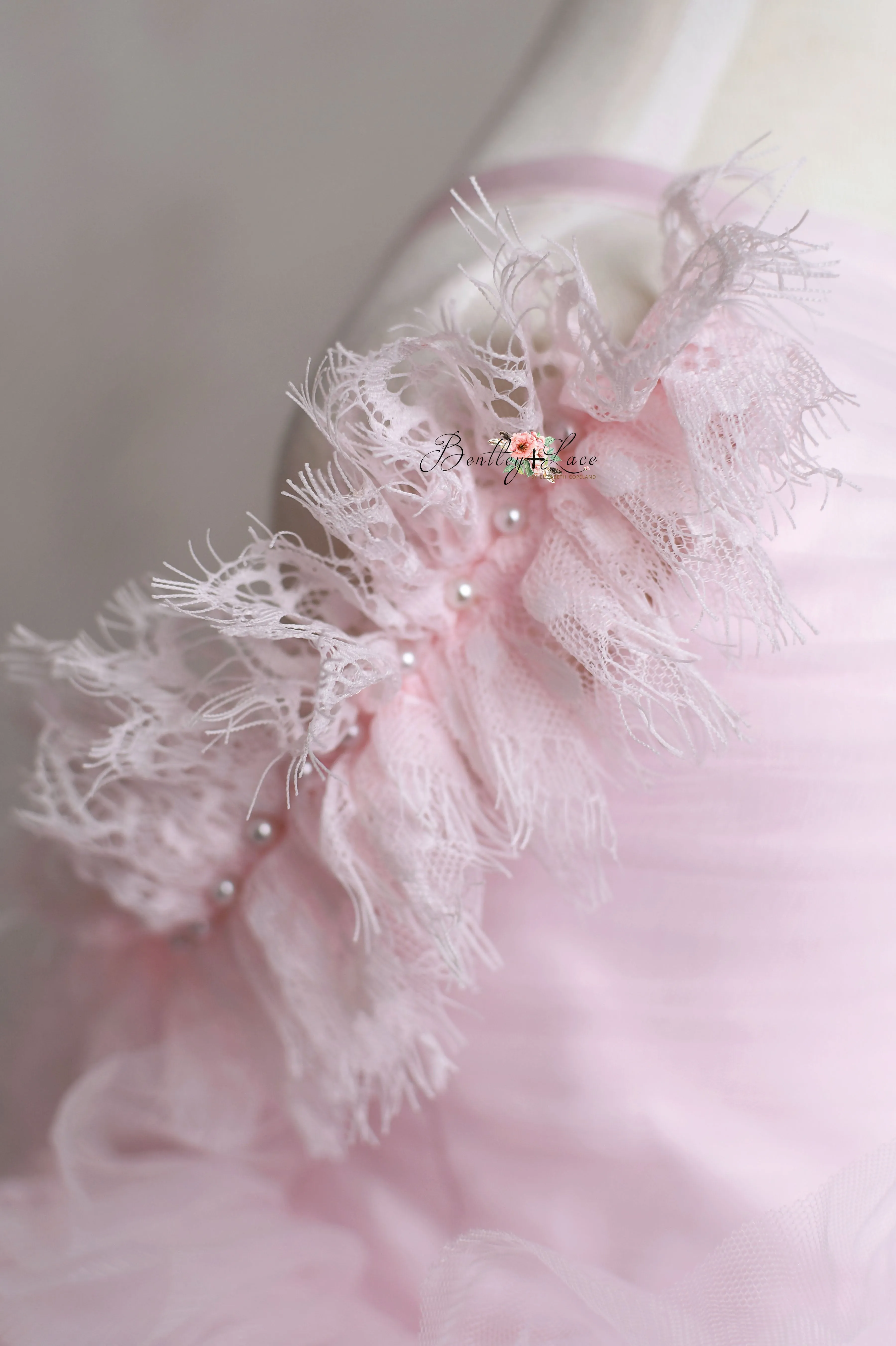 Couture Rental Baby Gown "Alyssa" -  Pink Petal Length Dress  - ( 24 month - 3 Year)