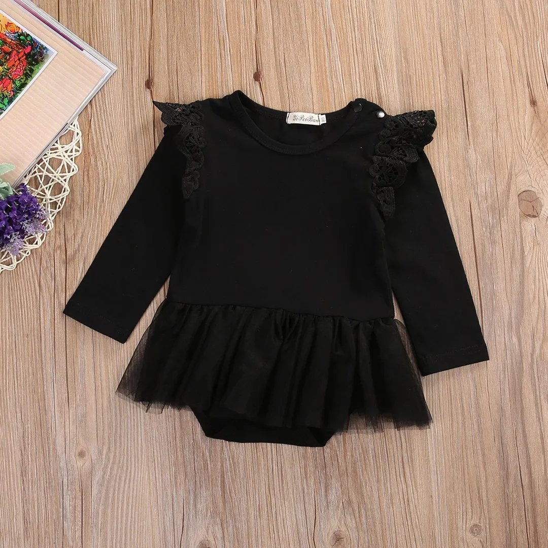 Cute Baby Girl Lace Romper Fly Long Sleeve Cotton Tutu Skirted Jumpsuit Outfit Princess Sunsuit
