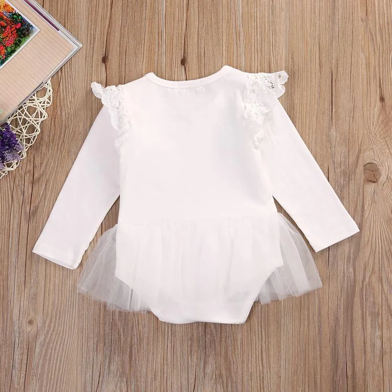 Cute Baby Girl Lace Romper Fly Long Sleeve Cotton Tutu Skirted Jumpsuit Outfit Princess Sunsuit