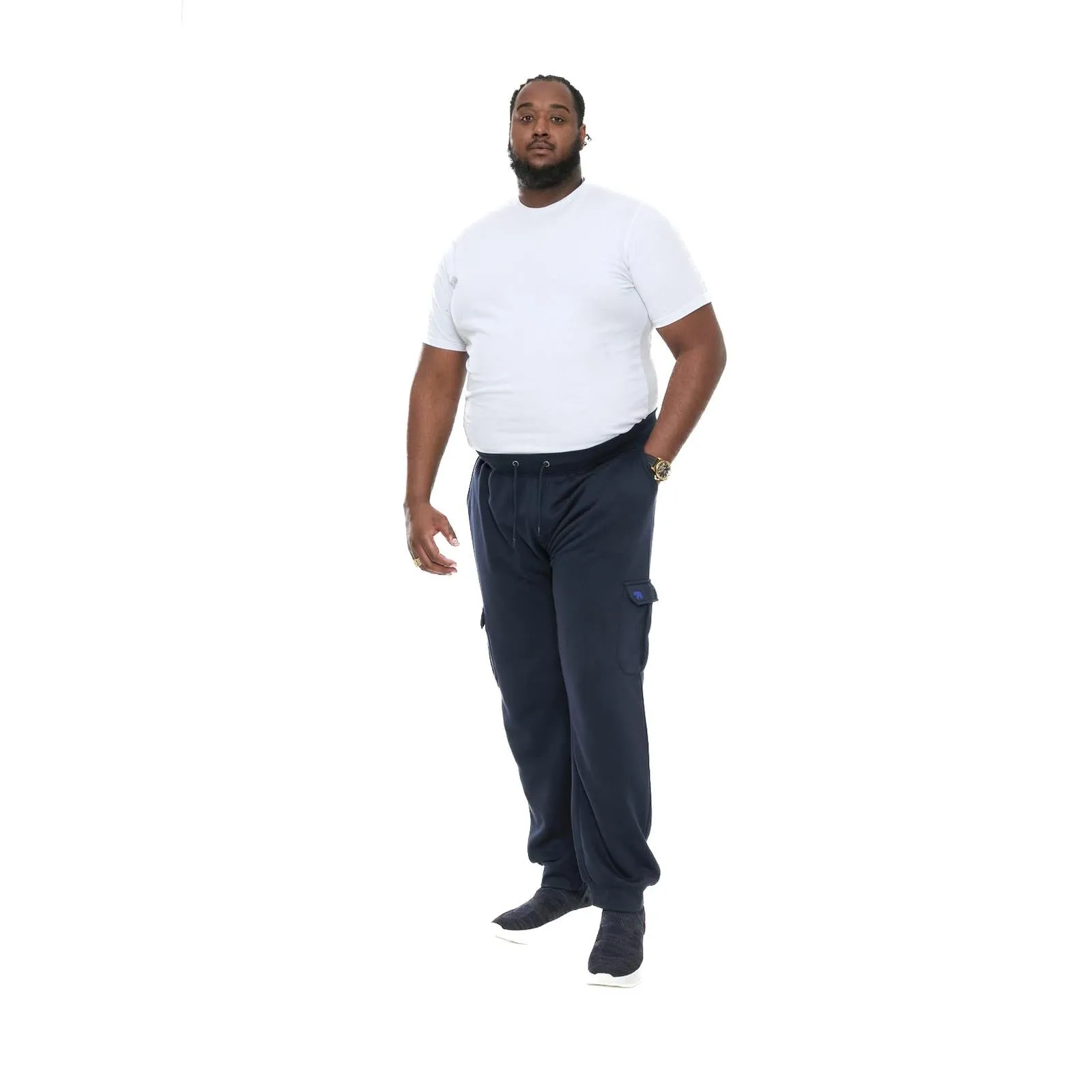 D555 Mens Tilden Big Tall Cargo Pocket Joggers - Navy - 3XL
