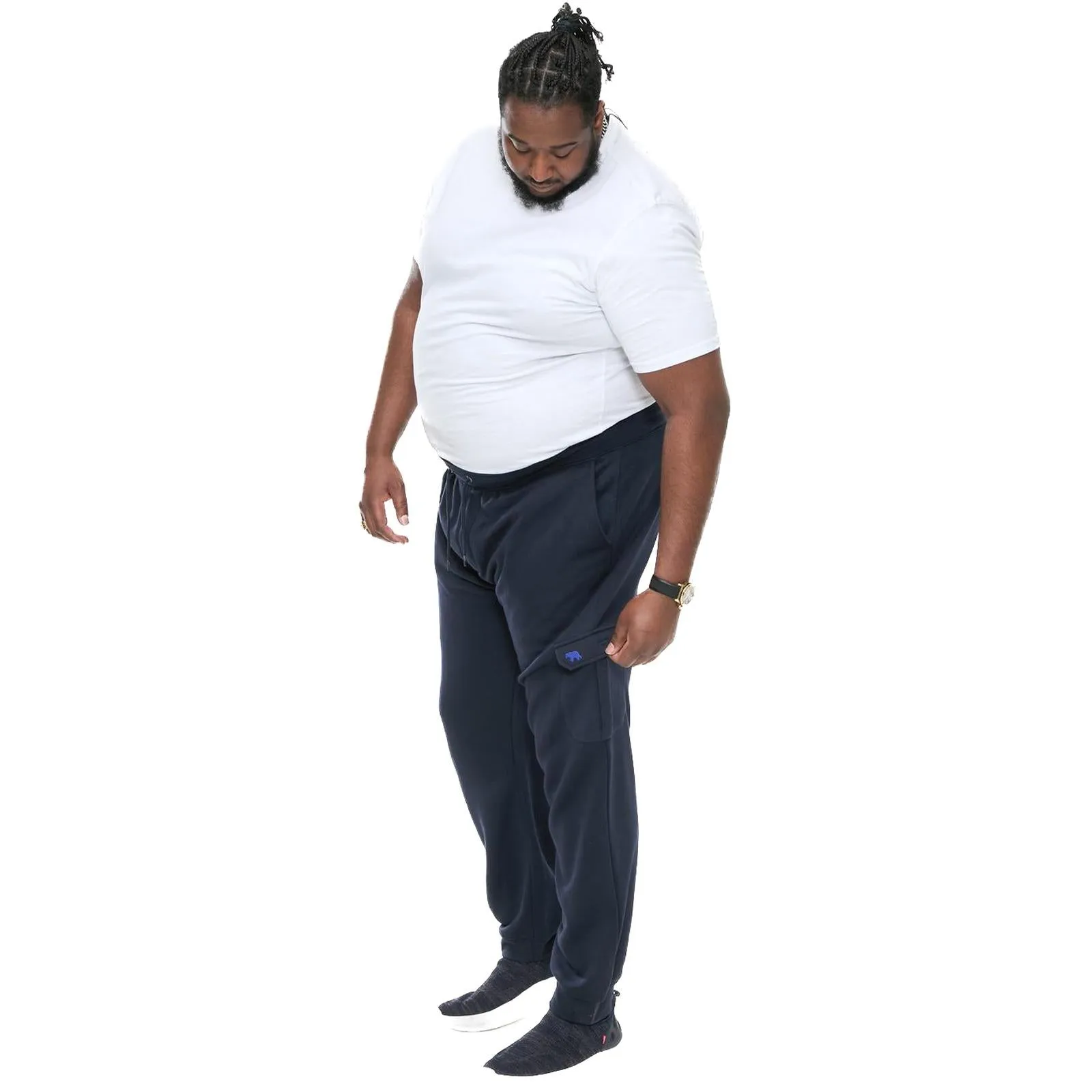 D555 Mens Tilden Big Tall Cargo Pocket Joggers - Navy - 3XL