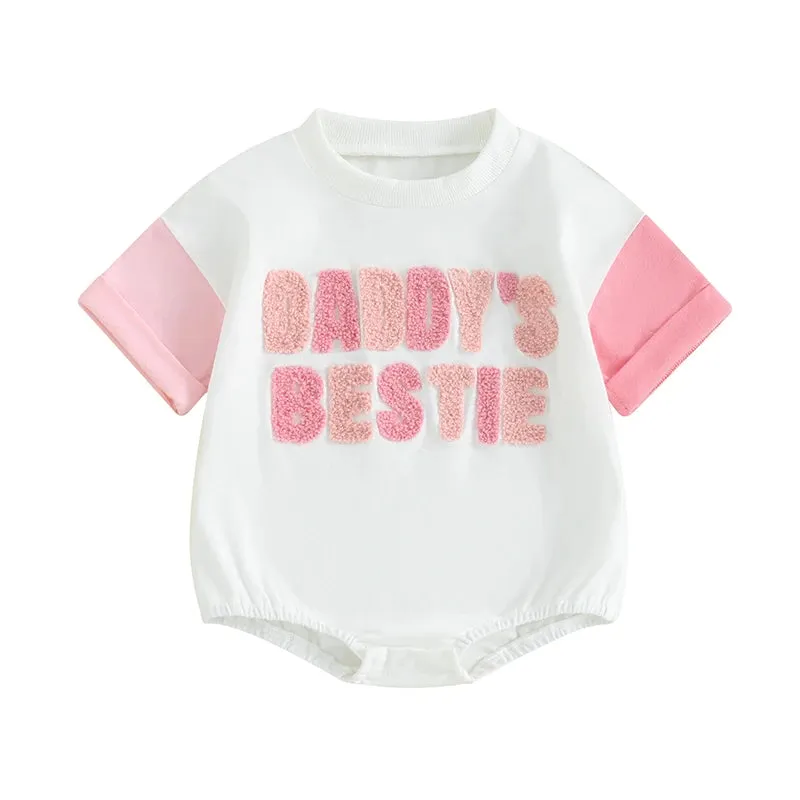 Daddy's Bestie Embroidery Romper
