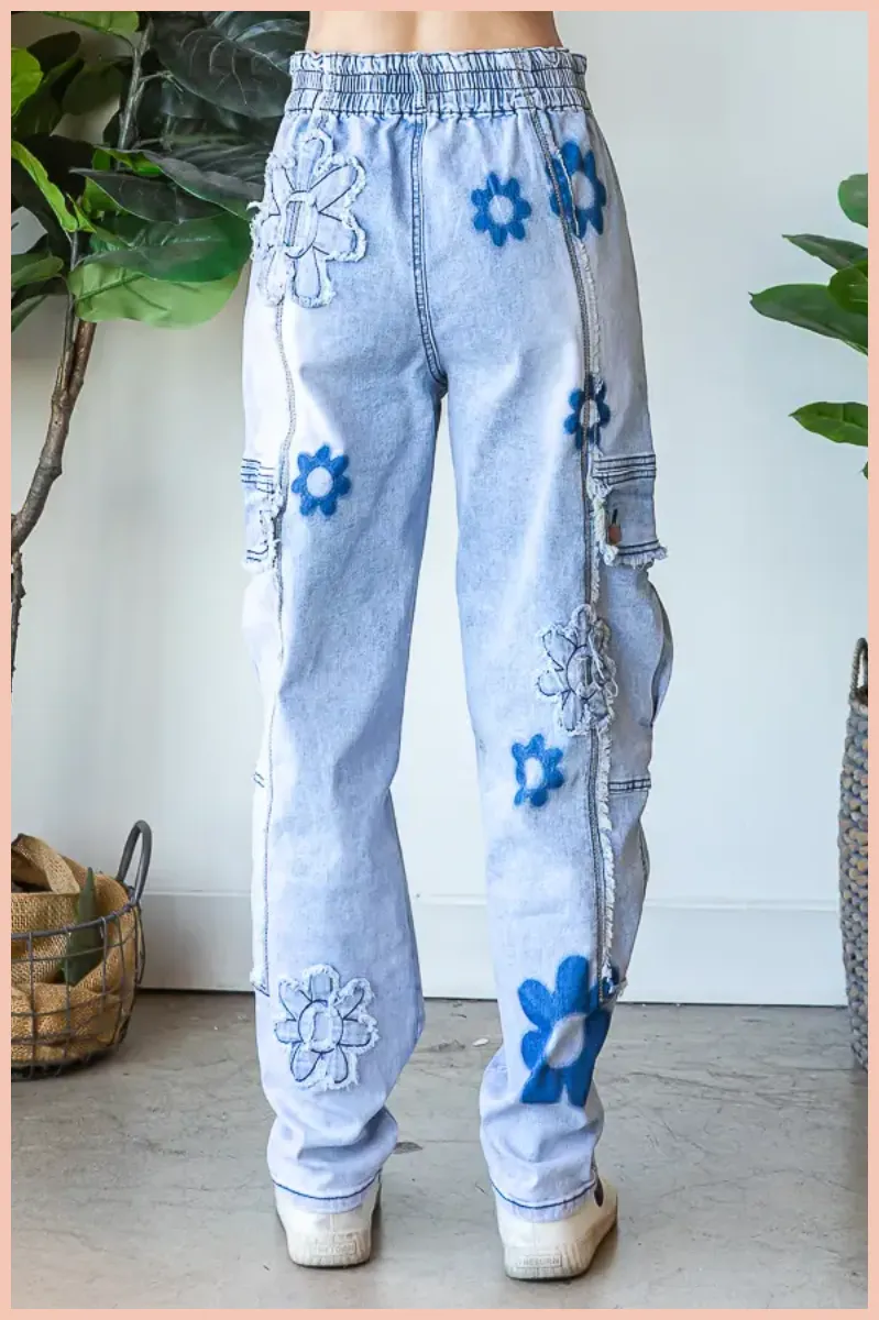 Daisy Cargo Denim Pants