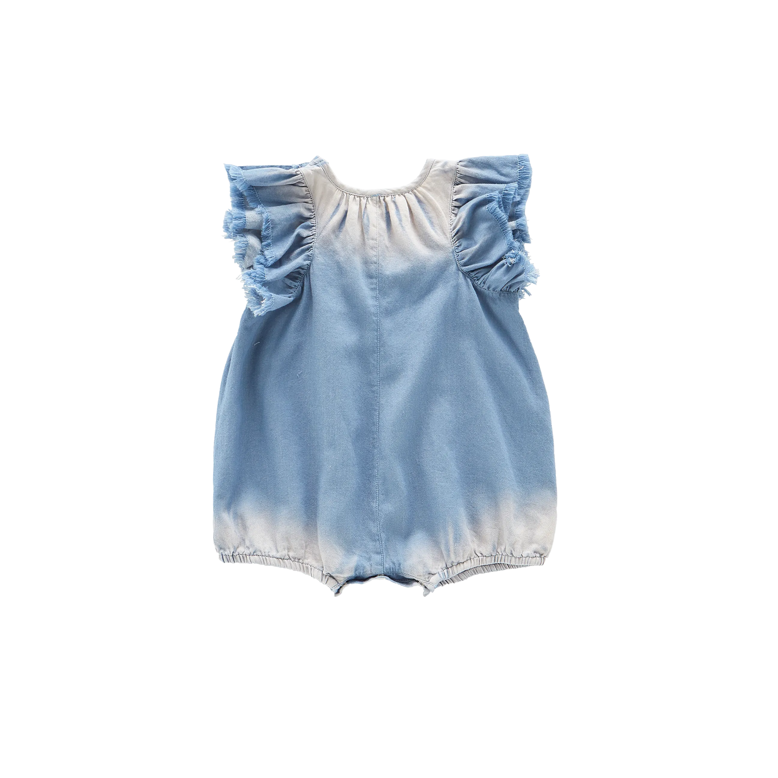 Denim Bubble Romper |  Light Blue