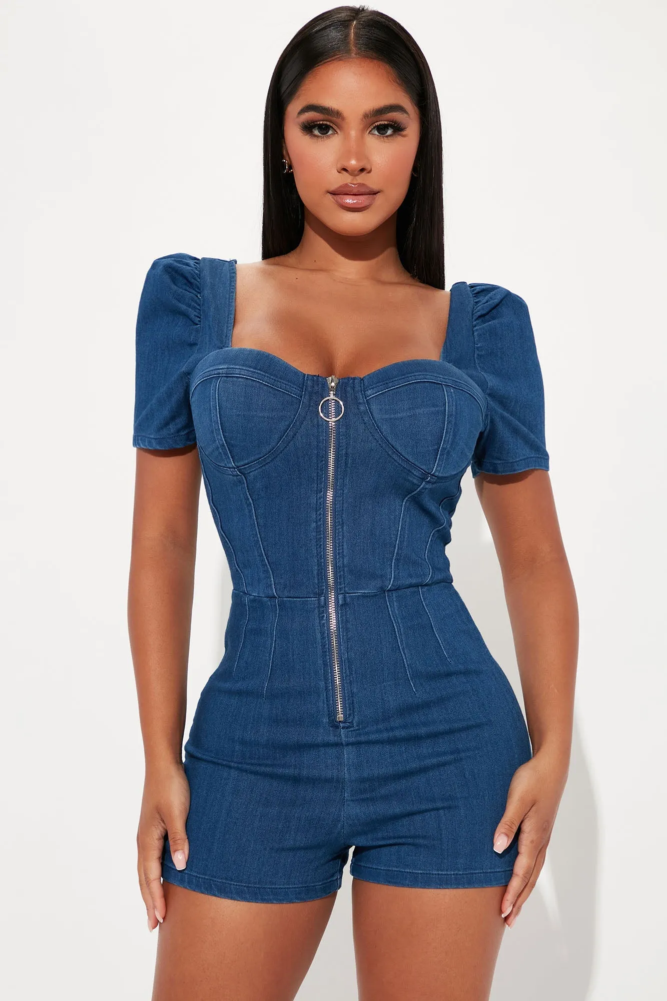 Denim Love Romper  - Dark Wash