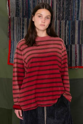 Derrick T Stripes Hemp/Organic Cotton Sunfaded Antique Red