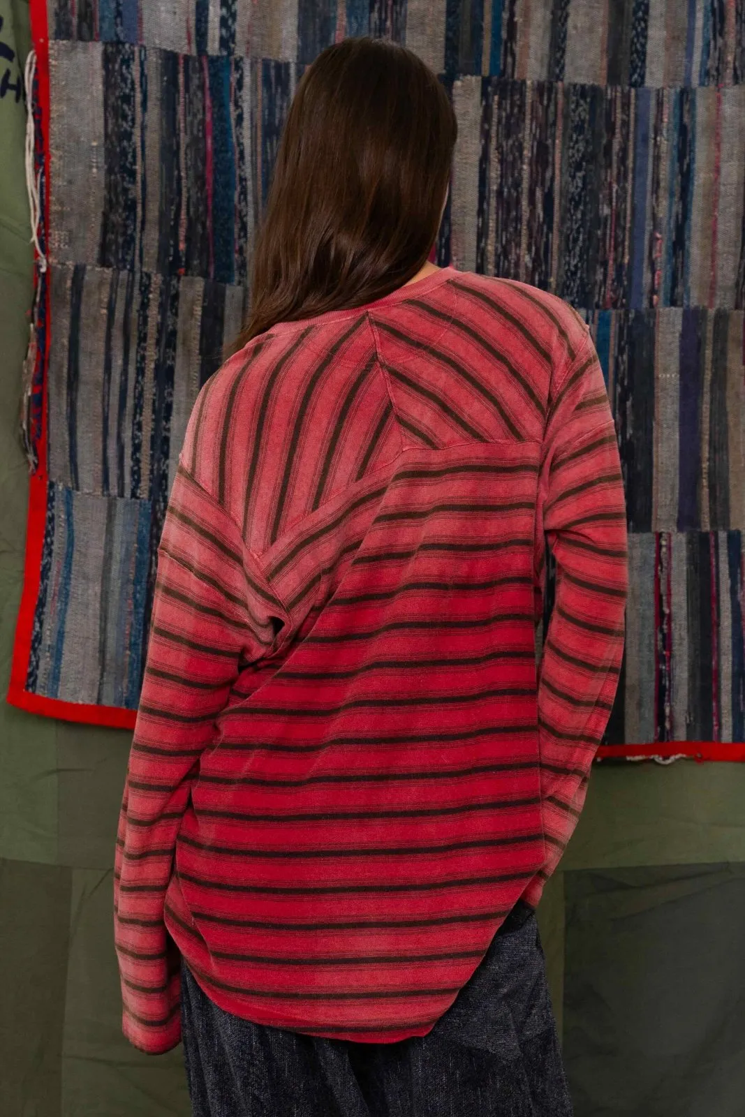 Derrick T Stripes Hemp/Organic Cotton Sunfaded Antique Red
