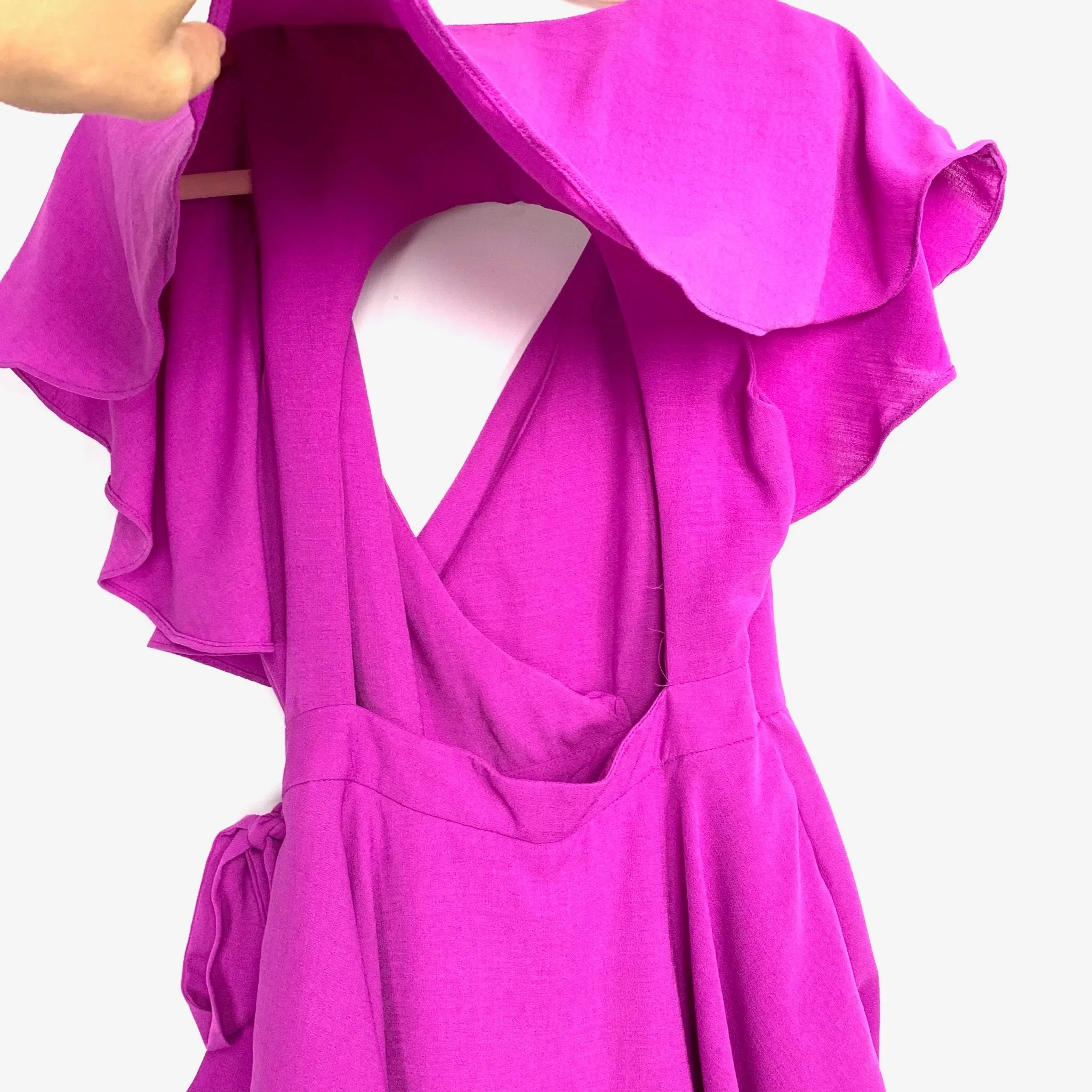 DO BE Magenta Faux Wrap Open Back Romper- Size S