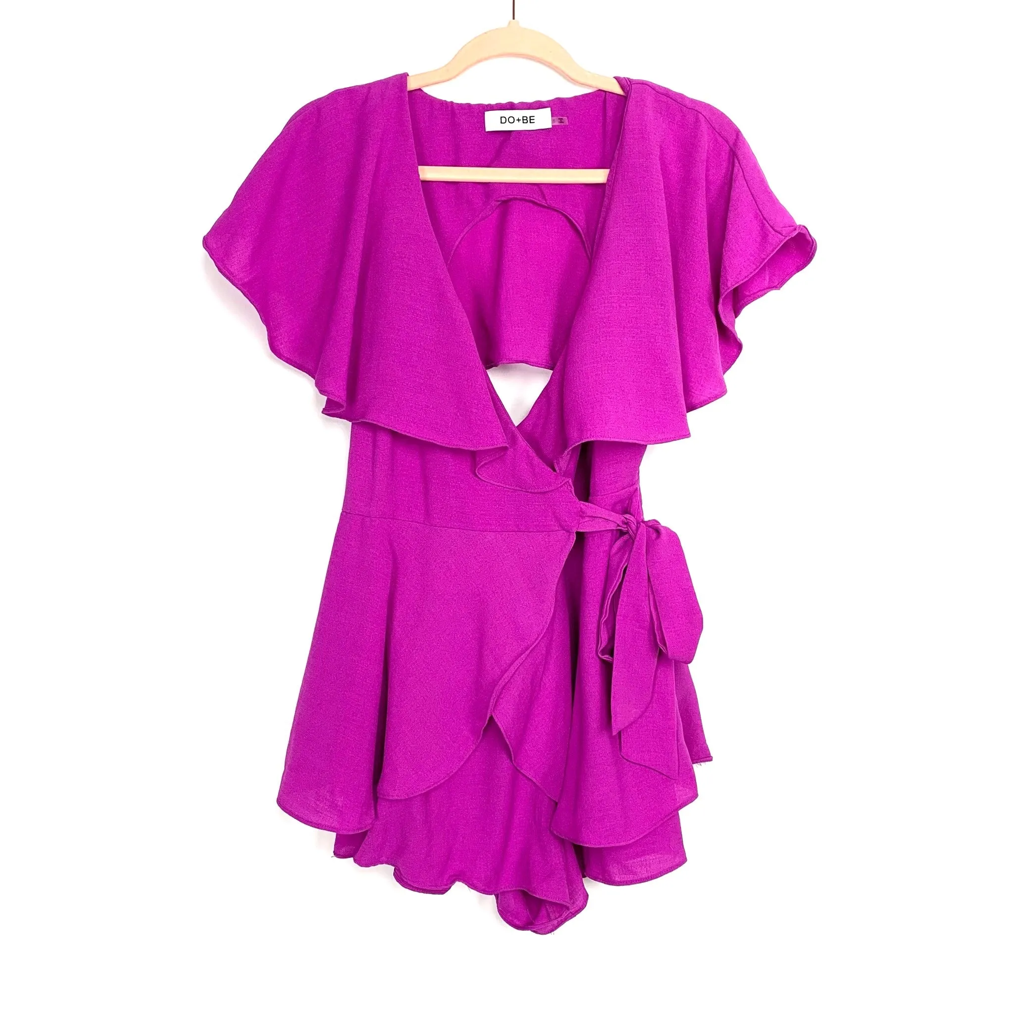 DO BE Magenta Faux Wrap Open Back Romper- Size S