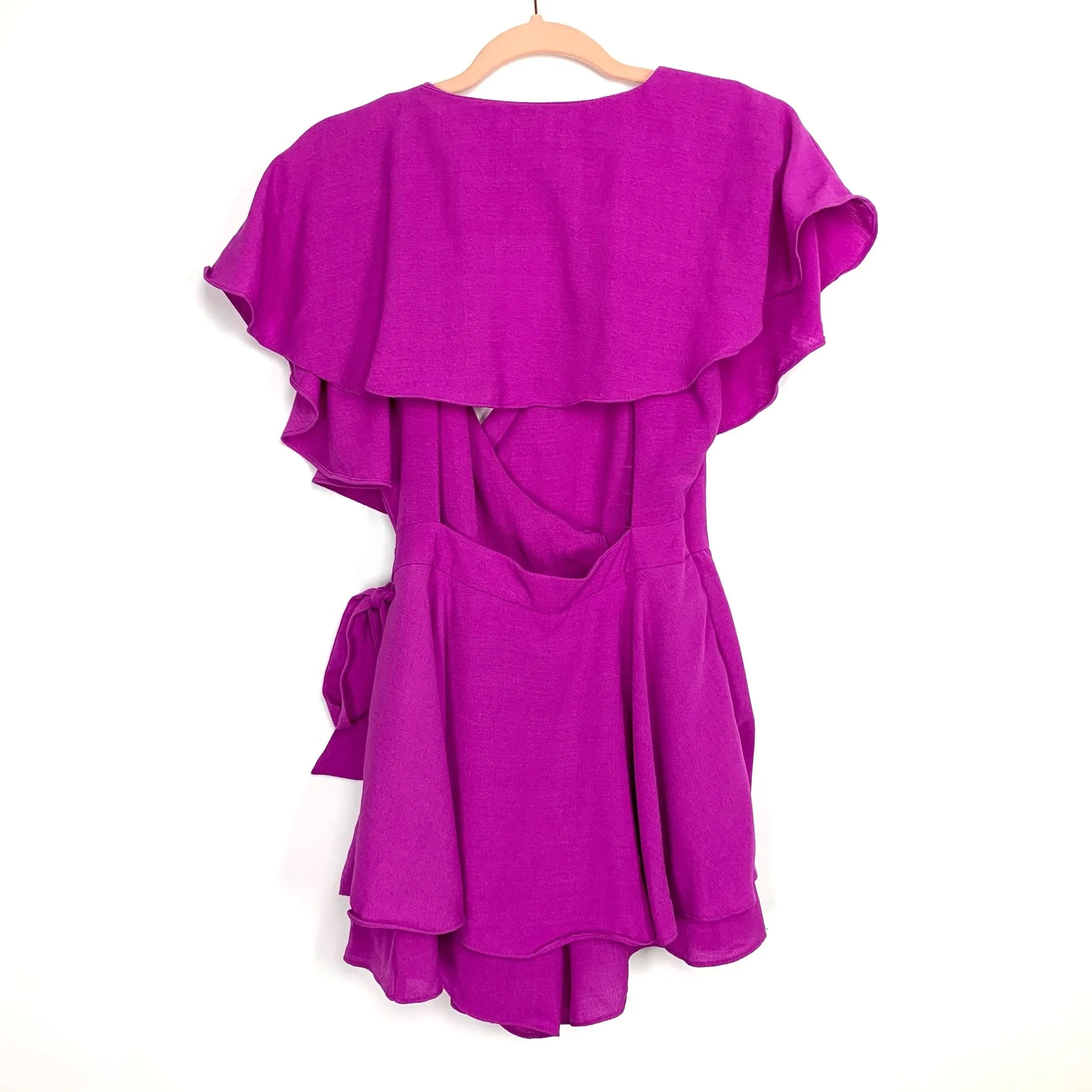 DO BE Magenta Faux Wrap Open Back Romper- Size S