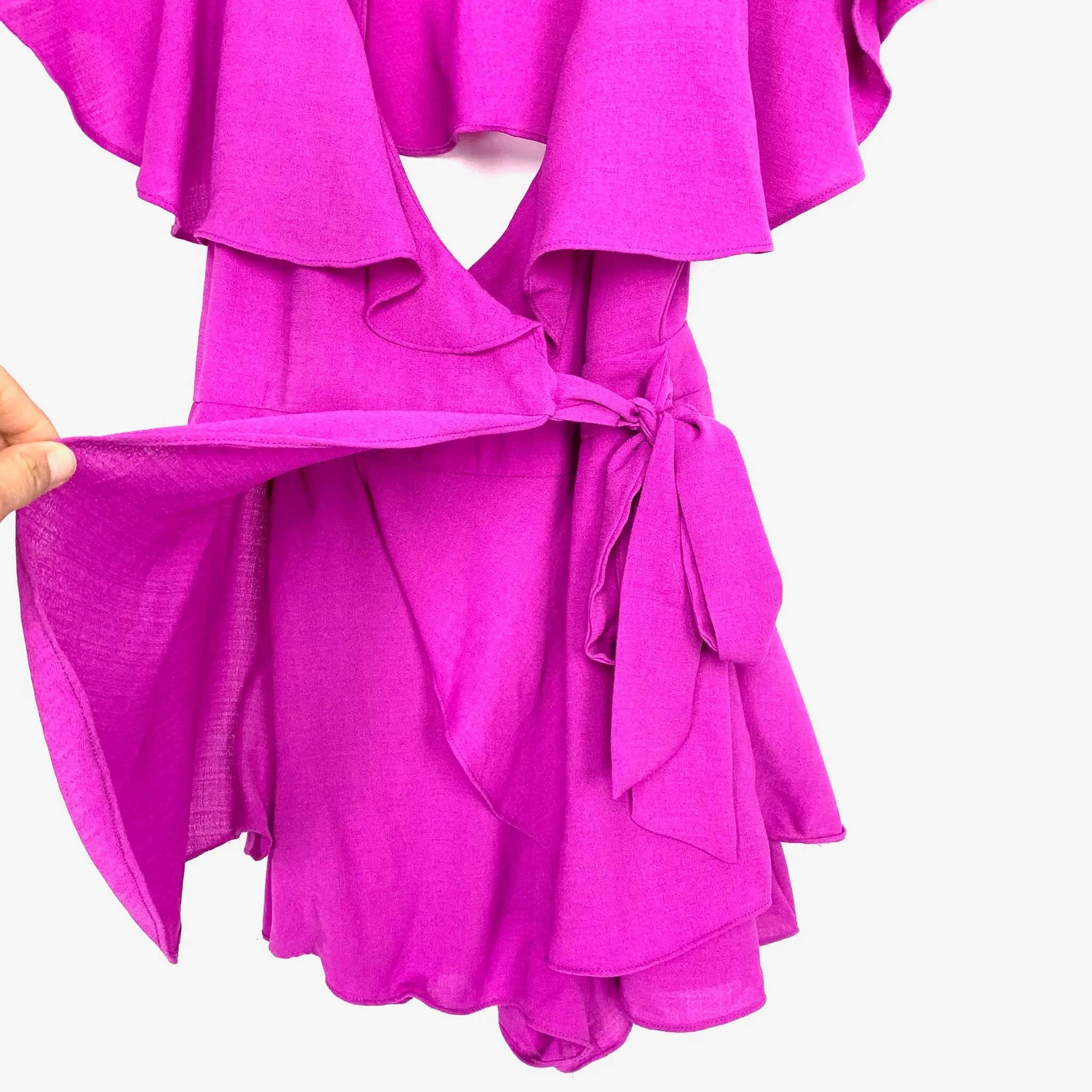DO BE Magenta Faux Wrap Open Back Romper- Size S
